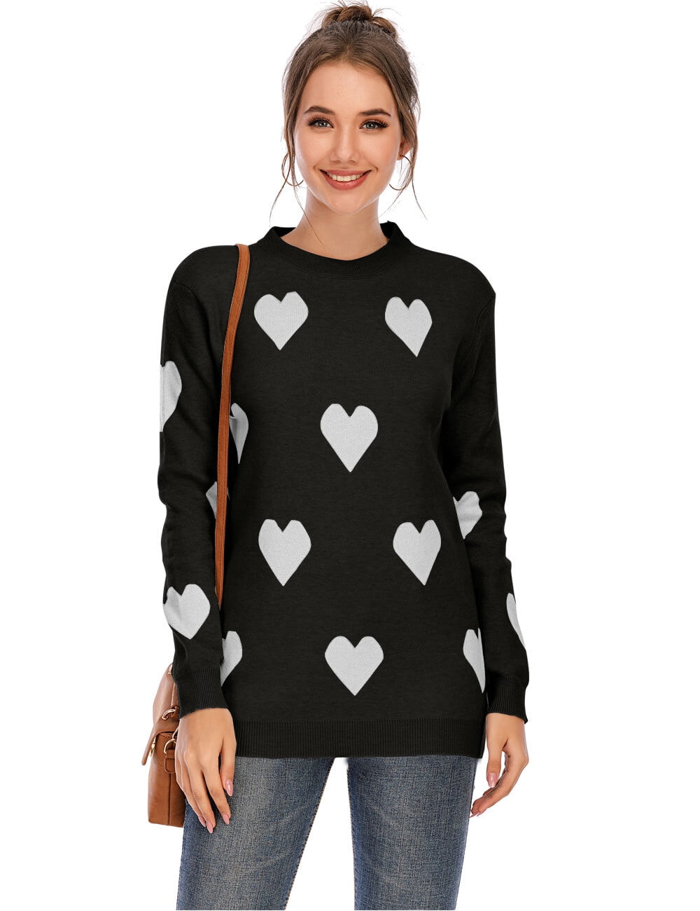 Sweaters for Women Valentine's Day Cute Hearts Print Pullover Sweaters ...