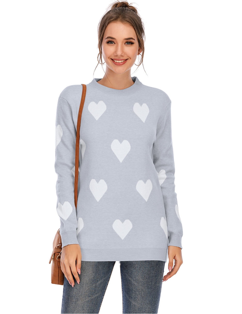 Sweaters for Women Valentine's Day Cute Hearts Print Pullover Sweaters