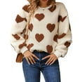 thumbnail image 1 of Sweaters for Women Valentine's Day Heart Sweater Crew Neck Pullover Fuzzy Sweaters Alsol Lamesa, 1 of 6