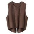 thumbnail image 1 of Sweaters for Women,Vest Casual Solid Split Hem Vest Loose Short Knit Tank Layering Piece Versatile Sleeveless Top,Womens Sweaters,Brown,XL, 1 of 3