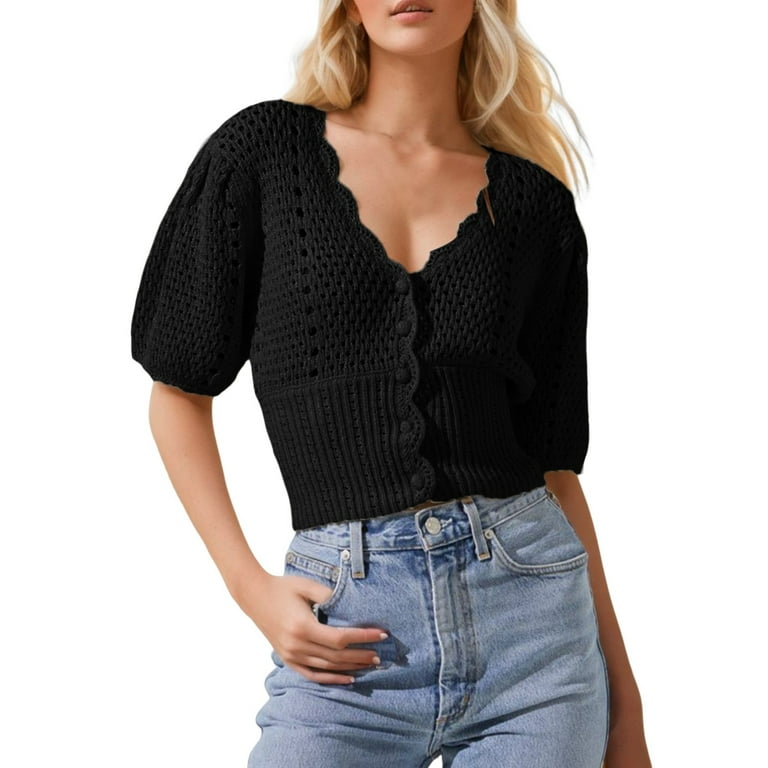 Short black sweater jacket 2025
