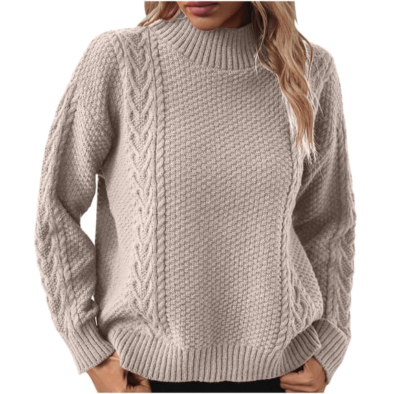 Sweaters for Women, Women's Casual Round Neck Long Sleeve Sweater Knitted Stripe Loose Blouse