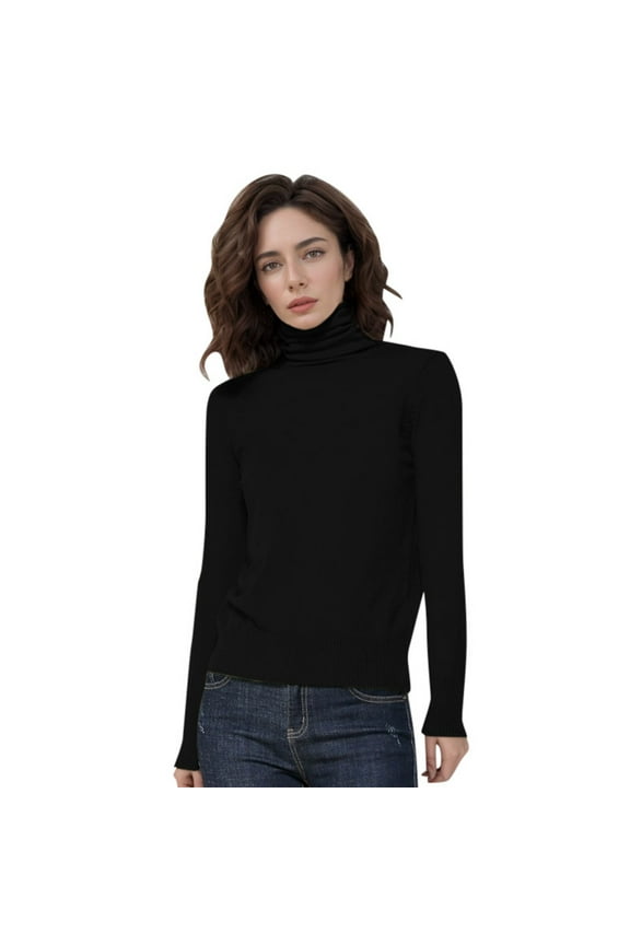 Sweaters for Women, Women's Wool Seamless Sweater Turtleneck First Line Long Sleeve Knitted Pullover Tops, Sweater(Black,2XL)