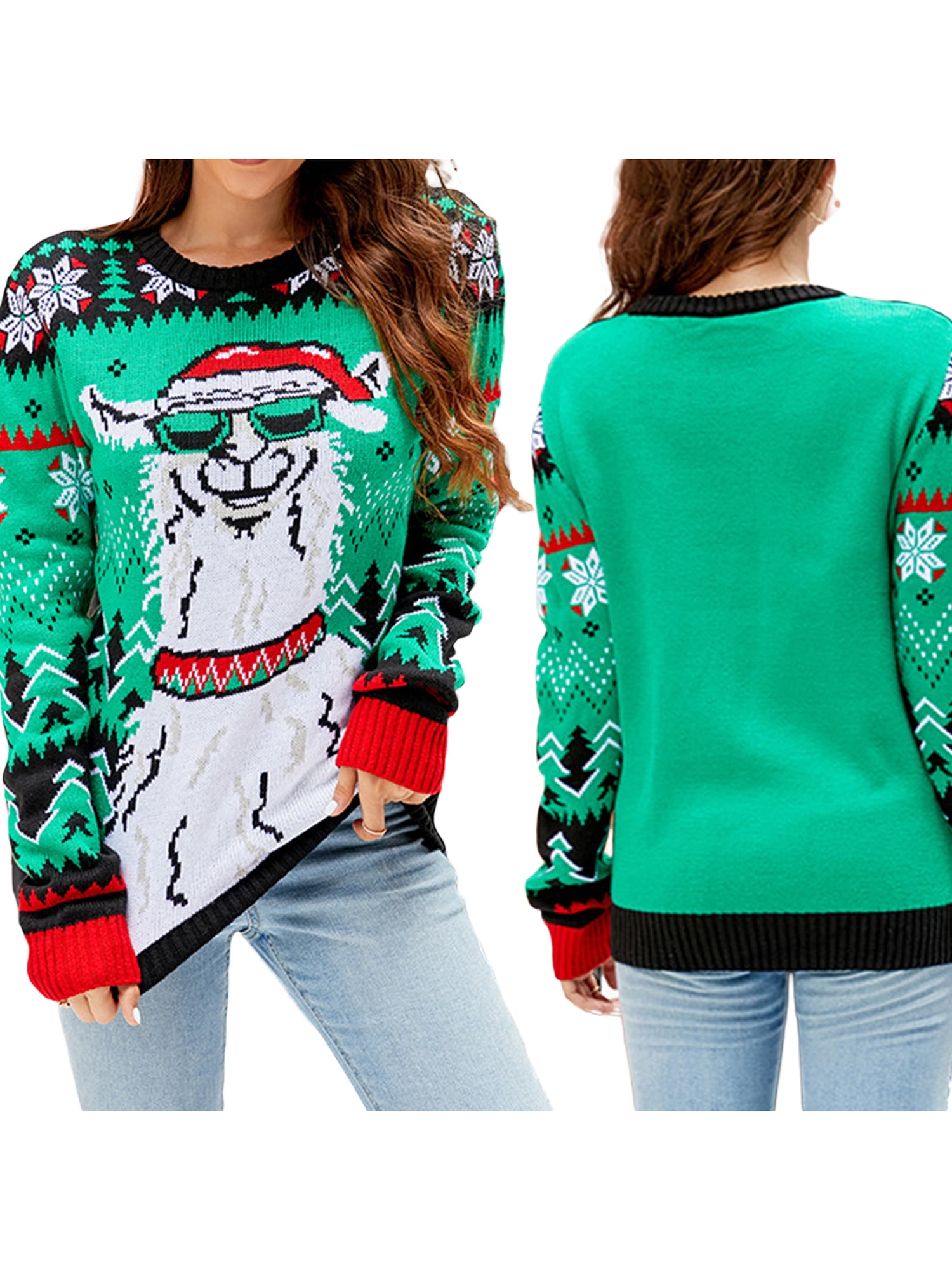 Sweaters for Women's Raindeer Ugly Christmas Sweater, Cute Holiday