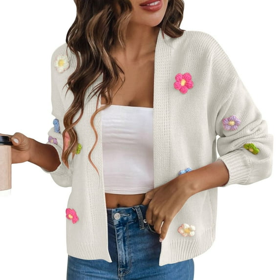 Sweaters for women Hand Crochet Flower Knitted Cardigan Sweater Jacket For Women ugly christmas sweater women
