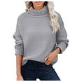 thumbnail image 1 of Sweaters for women Women Fashion Casual Knitted High Neck Shirt Long Sleeve Pullover Sweater Tops Blouse christmas sweater women, 1 of 1