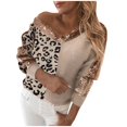 thumbnail image 1 of Sweaters for women Women'S V Neck Sequin Stitching Leopard Print Temperament Pullover Long Sleeved Sweater christmas sweater women, 1 of 7
