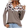 thumbnail image 1 of Sweaters for women Women's Fashion Leopard Printed Solid Stitching Loose Button V-Neck Long Sleeve Knitted Sweater christmas sweater women, 1 of 7