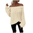 thumbnail image 1 of Sweaters for women Women's Long-Sleeved One-Word Collar Pullover Sleeve Off-Shoulder Solid Color Sweater christmas sweater women, 1 of 7