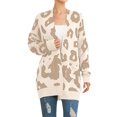 thumbnail image 1 of Sweaters for women Women's Long Sleeves Open Front Leopard Print Knitted Sweater Cardigan Coat Outwear christmas sweater women, 1 of 5
