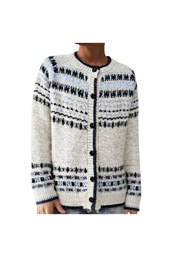 Sweaters for women Fair Isle Knit Sweater Coat Soft Oversized Boho Cardigan For Fall Winter Fashion Comfortable Long Open Front Outerwear christmas sweater women