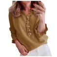 thumbnail image 1 of Sweaters for women Womens O-Neck Long Sleeve Oversized Sweaters Casual Solid Color Button Down Sweater Ruffle Knit Pullover Tops christmas sweater women, 1 of 4