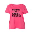 thumbnail image 1 of Sweatin Like A Sinner In Church Womens Plus Size Scoopneck Tee, 1 of 1
