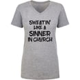 thumbnail image 1 of Sweatin Like A Sinner In Church Womens V-Neck T-Shirt, 1 of 3