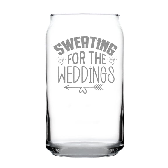 Sweating for the weddings 16oz can shaped pint glass, hand engraved funny etching glass wedding party