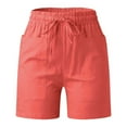 thumbnail image 1 of Sweatpant Shorts Womens Plus Size Casual Shorts Solid Drawstring Elastic Waist Shorts With Pockets Gym Shorts Women Red L, 1 of 4