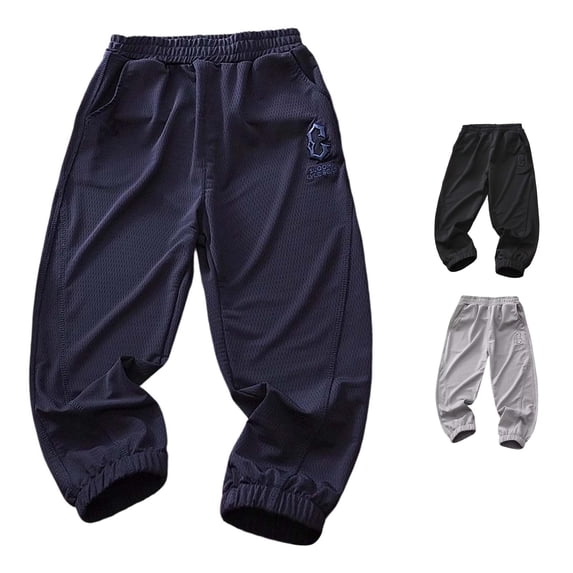 Sweatpant for Boys Baggy High Waist Elastic Jogger with Pockets Solid Pants Athletic Trendy Clothes 7-8 Years