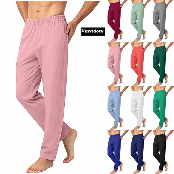 Sweatpant for Men Athletic Lightweight Hiking Pants Quick Dry Stretch Joggers for Running Workout Casual Pink S