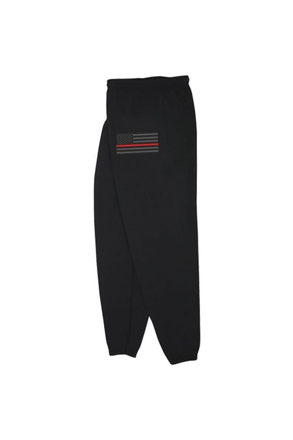 Sweatpants - Black - Large - Comfortable Fit - USA Flag Design