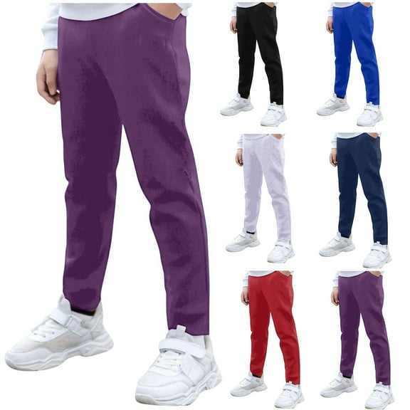 Sweatpants Boy’s Solid Color Pants with Pockets Boys' Athletic Sweatpants Kids Lightweight Joggers Active Running Pants Pull On Skinny Fit Stretch Pants School Uniform for Kids