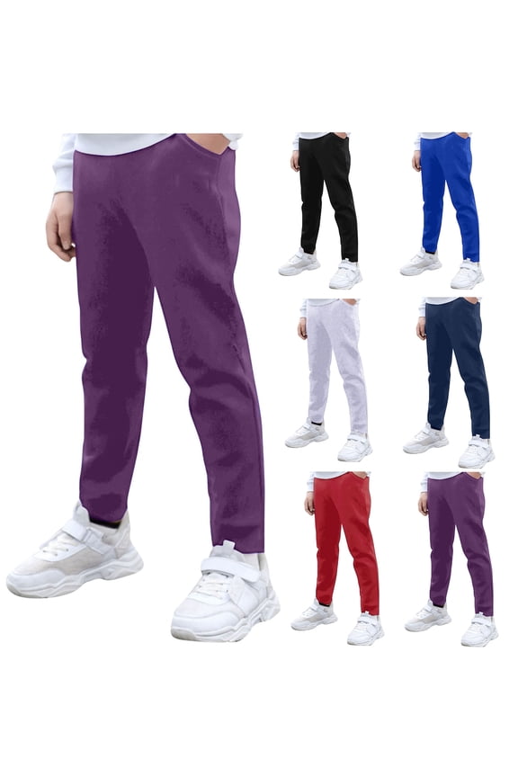Sweatpants Boy’s Solid Color Pants with Pockets Boys' Athletic Sweatpants Kids Lightweight Joggers Active Running Pants Pull On Skinny Fit Stretch Pants School Uniform for Kids