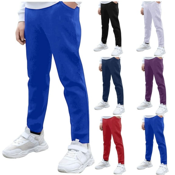 Sweatpants Boy’s Solid Color Pants with Pockets Boys' Athletic Sweatpants Kids Lightweight Joggers Active Running Pants Pull On Skinny Fit Stretch Pants School Uniform for Kids