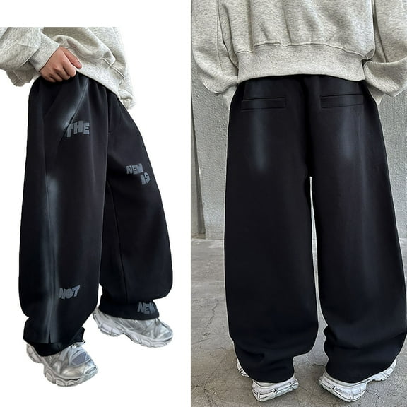 Sweatpants Boys' Athletic Pants Casual Pants Elastic Waist Wide Leg Uniform Pants for Boys Back To School Outfits Kid Sweatpants Boys 9-10 Years