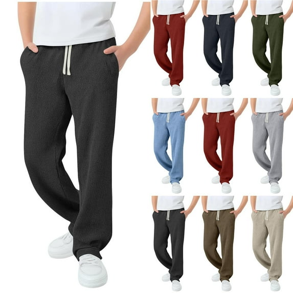 Sweatpants Boys Size 120, Children's Winter Solid Color Elastic Waist With Side Pockets Slim Sports Sweatpants Long Pants For Kids, Sweatpants for Boys, Sweatpants Under $10