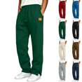thumbnail image 1 of Sweatpants Dqueduo Men's Casual Straight Leg Sweatpants Elastic Drawstring Waist Solid Color Trousers With Leather Patch Side Slits M A Green, 1 of 6
