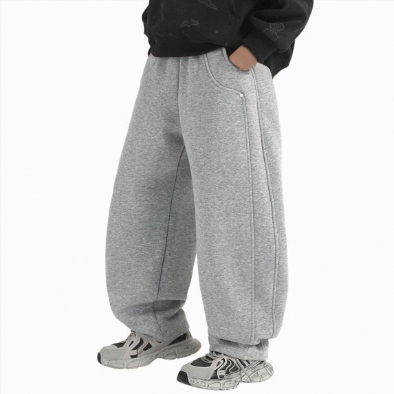 Sweatpants For Boys 4-15 Years with Pockets Fall Winter Casual Elastic Waist Kids Baggy Sweatpants Big Kids Grey Sweatpants Size 8-9 Years