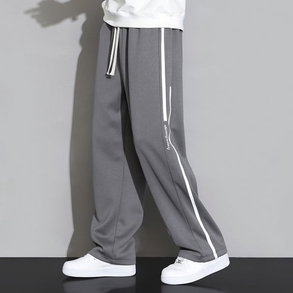 Sweatpants For Men Solid Elastic Waist Athletic Pantss With Drawstring Spring Running Pants With Pocket Grey XXL