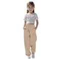 thumbnail image 1 of Sweatpants For Girls Adjustable Drawstring Casual Pants With Pockets Solid Pants Khaki Pants Kids Kids Spring Fall Pants Size 7-8 Years, 1 of 7