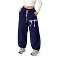 thumbnail image 1 of Sweatpants For Teen Girls Black Sweatpants Girls Cute Bow Print Joggers for Girls, Lightweight Baggy Sweatpants with Drawstring Waist & Pockets, 1 of 5