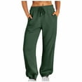 thumbnail image 1 of Sweatpants For Women Baggy Loose Mid Rise Fleece Workout With Pockets Active Long Jogger Green Sweatpants (S), 1 of 7