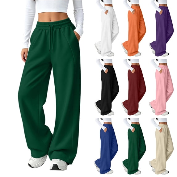 Sweatpants for Women High Waist Wide Leg Draped Loose Fit Drawstring High Rise Casual Straight Leg sweatpants with pockets