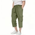 thumbnail image 1 of Sweatpants for Girls 7-8 Girls Cargo Capris with Flap Pockets Summer Loose Causal Solid Drawstring Elastic Waist Cropped Pants Preppy Straight Leg Capri Pants, 1 of 6