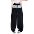 thumbnail image 1 of Girls Sweatpants Black Sweatshirt Girls Basic Kids Athletic Pants Wide Leg Sweatpants with Pocket Pants for Girls 6-7 Years, 1 of 4