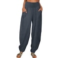 thumbnail image 1 of Sweatpants for Golf, Athletic, Lounge, Travel, Work Casual Pants for Women Womens Casual Solid Color Loose Pockets Elastic High Waist Pants Long Trousers Women's Clearance Pants, 1 of 7