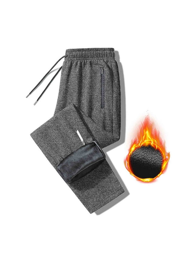 Sweatpants Joggers for Men Men Warm Pants Sanitary Pants Plush Thickened Straight Trousers Solid Color Mid Waist Wind Proof Warm Cotton Pants Trousers Gray,L-8XL,L