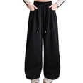 thumbnail image 1 of Boys Sweatpants Toddler Boys Athletic Pants with Pockets Adjustable Drawstring Trousers Girls Black SweatPants 5-6 Years, 1 of 7