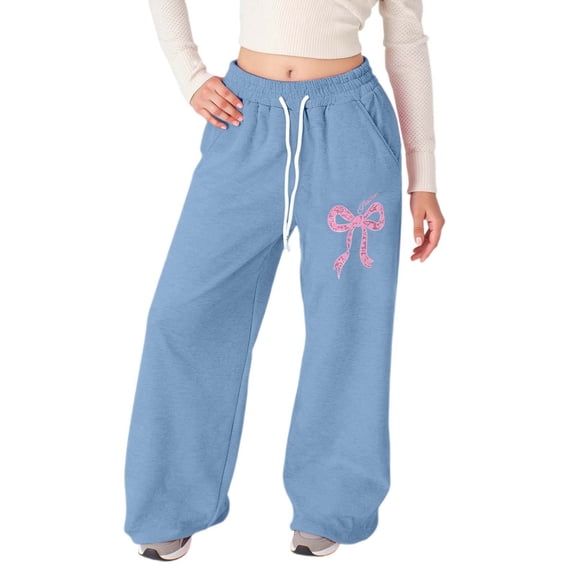 Sweatpants Kids Bow Sweatshirt Girls Casual Kids Athletic Pants with Pocket Wide Leg Pants Sweatpants Girls 4-5 Years