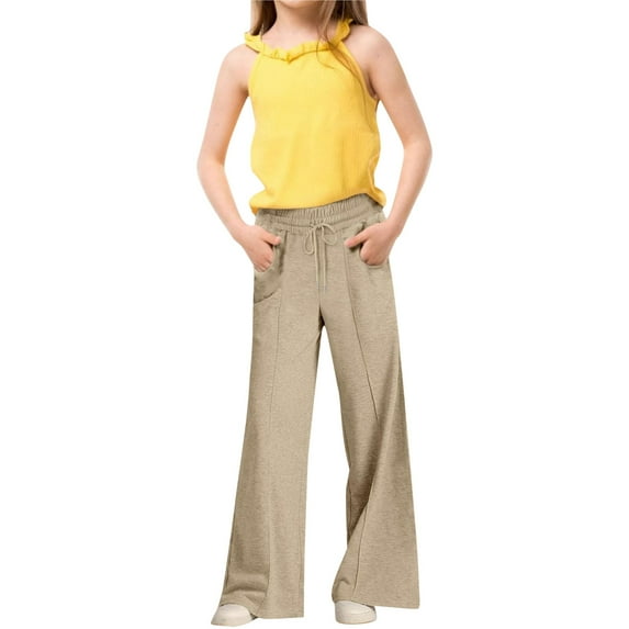 Sweatpants Kids Casual Straight Leg Sweatpants Khaki Joggers For Girls Baggy Pants Kids Girls Clothes 6-7 Years