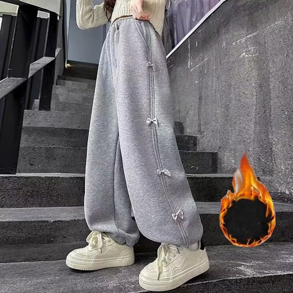 Sweatpants Kids Girls Grey Pants Basic Kids Athletic Pants Wide Leg Pants with Pockets Sweatpants for Girls 6-7 Years