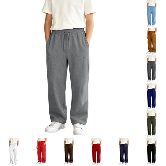 Sweatpants Kids Lightweight Joggers Sweatpants with Drawstring Pockets Open Bottom Kids Boy Pants 3-4 Years