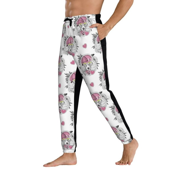 Sweatpants for Men - Artistic Cute Poodle Dog Pink_A Adjustable Elastic Band Mens Joggers With Pockets, Athletic Workout Gym Casual Track Pants for Men