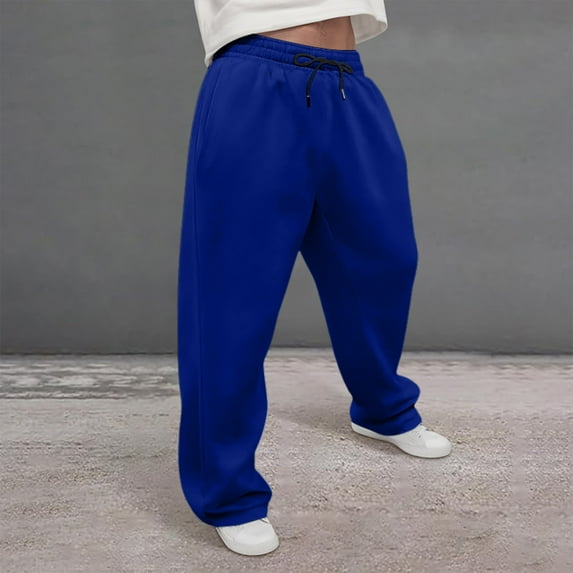 Sweatpants For Men Baggy Black Baggy Pants Men's Baggy Sweatpants Elastic Waist Drawstring Wide Leg Lounge Track Pants Casual Loose Joggers with Pockets