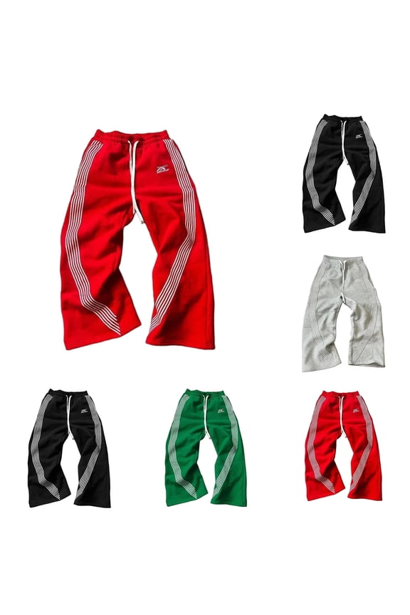 Sweatpants Men Fall Athleisure Color Block Straight Leg Striped Slacks Sports Pants Loose Drawstring Trousers Men Pants