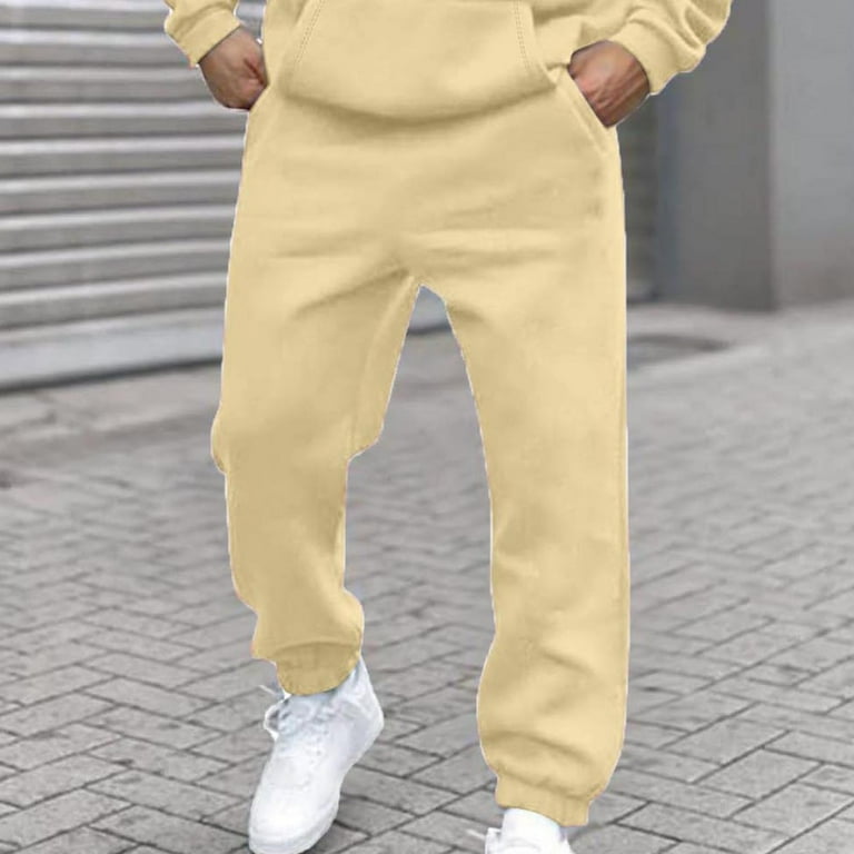 Sweatpants for Men Men s Lounge Pants Men s Athletic Pants Men s Sweat Pants with Pockets Loose Fit Baggy Straight Leg Sweat Pants Loungewear Trousers Beige Medium Walmart