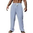 thumbnail image 1 of Sweatpants Men, Mens Casual Pants Elastic Waist Drawstring Summer Cotton Jogger Pants Linen Yoga Beach Trousers with Pockets, 1 of 3
