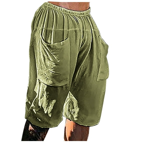 Sweatpants For Men Mens Cotton Linen Capri Pants Light Loose 3/4 Long Shorts Elastic Waist Drawstring Harem Casual Beach Yoga Trousers Loose Fit Wide Leg Baggy Harem Pants Vacation Pants